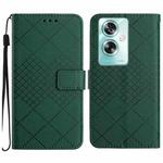 For OPPO A59 5G Rhombic Grid Texture Leather Phone Case(Green)