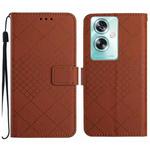 For OPPO A59 5G Rhombic Grid Texture Leather Phone Case(Brown)