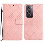 For OPPO Reno12 Pro 5G Global Rhombic Grid Texture Leather Phone Case(Pink)