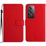 For OPPO Reno12 5G Global Rhombic Grid Texture Leather Phone Case(Red)