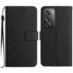 For OPPO Reno12 5G Global Rhombic Grid Texture Leather Phone Case(Black)