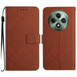 For OPPO Reno12 F 5G Global Rhombic Grid Texture Leather Phone Case(Brown)