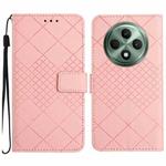 For OPPO Reno12 F 5G Global Rhombic Grid Texture Leather Phone Case(Pink)