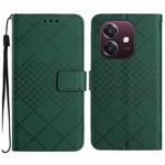 For OPPO A3 4G Global / 5G Global Rhombic Grid Texture Leather Phone Case(Green)