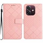 For OPPO A3 4G Global / 5G Global Rhombic Grid Texture Leather Phone Case(Pink)