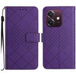 For OPPO A3x India Rhombic Grid Texture Leather Phone Case(Purple)