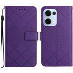 For OPPO Reno13 5G Global Rhombic Grid Texture Leather Phone Case(Purple)