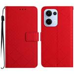 For OPPO Reno13 5G Global Rhombic Grid Texture Leather Phone Case(Red)