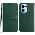 For OPPO Reno13 5G Global Rhombic Grid Texture Leather Phone Case(Green)