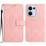 For OPPO Reno13 5G Global Rhombic Grid Texture Leather Phone Case(Pink)