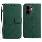 For OPPO Reno13 F 5G Rhombic Grid Texture Leather Phone Case(Green)