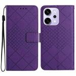 For OPPO Reno14 Pro 5G Global Rhombic Grid Texture Leather Phone Case(Purple)