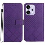 For OPPO Reno14 5G Global Rhombic Grid Texture Leather Phone Case(Purple)