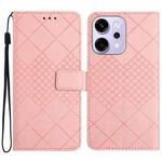 For OPPO Reno14 5G Global Rhombic Grid Texture Leather Phone Case(Pink)