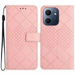 For OPPO A5x 4G Global / 5G Global Rhombic Grid Texture Leather Phone Case(Pink)