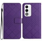 For OPPO A5 5G Global Rhombic Grid Texture Leather Phone Case(Purple)
