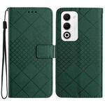 For OPPO A5 5G Global Rhombic Grid Texture Leather Phone Case(Green)