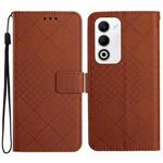 For OPPO A5 5G Global Rhombic Grid Texture Leather Phone Case(Brown)