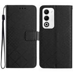 For OPPO A5 5G Global Rhombic Grid Texture Leather Phone Case(Black)