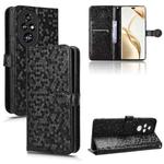 For Honor 200 Pro Honeycomb Dot Texture Leather Phone Case(Black)