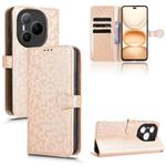 For Honor Power 5G Honeycomb Dot Texture Leather Phone Case(Gold)