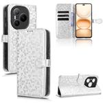 For Honor Power 5G Honeycomb Dot Texture Leather Phone Case(Silver)