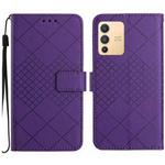 For vivo V23 5G Rhombic Grid Texture Leather Phone Case(Purple)
