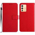 For vivo V23 5G Rhombic Grid Texture Leather Phone Case(Red)