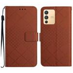 For vivo V23 5G Rhombic Grid Texture Leather Phone Case(Brown)
