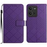 For vivo V25 5G / X80 Lite Rhombic Grid Texture Leather Phone Case(Purple)