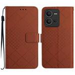 For vivo V25 5G / X80 Lite Rhombic Grid Texture Leather Phone Case(Brown)
