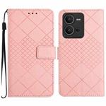 For vivo V25 5G / X80 Lite Rhombic Grid Texture Leather Phone Case(Pink)