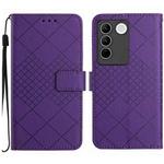 For vivo V27 / V27 Pro Global Rhombic Grid Texture Leather Phone Case(Purple)