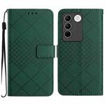 For vivo V27 / V27 Pro Global Rhombic Grid Texture Leather Phone Case(Green)