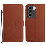 For vivo V27 / V27 Pro Global Rhombic Grid Texture Leather Phone Case(Brown)