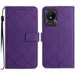 For vivo Y02 4G / Y02A / Y11 2023 Rhombic Grid Texture Leather Phone Case(Purple)