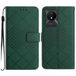 For vivo Y02 4G / Y02A / Y11 2023 Rhombic Grid Texture Leather Phone Case(Green)