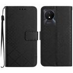 For vivo Y02 4G / Y02A / Y11 2023 Rhombic Grid Texture Leather Phone Case(Black)