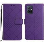 For vivo Y55 5G / Y55s 5G 2023 / Y75 5G  Rhombic Grid Texture Leather Phone Case(Purple)
