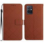 For vivo Y55 5G / Y55s 5G 2023 / Y75 5G  Rhombic Grid Texture Leather Phone Case(Brown)
