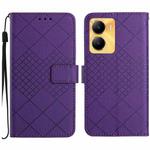 For vivo Y56 5G / Y16 4G / Y02s Global Rhombic Grid Texture Leather Phone Case(Purple)