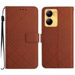 For vivo Y56 5G / Y16 4G / Y02s Global Rhombic Grid Texture Leather Phone Case(Brown)