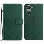 For vivo Y03 4G Rhombic Grid Texture Leather Phone Case(Green)