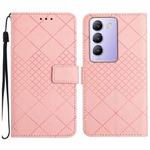 For vivo Y200e 5G/Y100 5G IDN/V30 Lite 5G India Rhombic Grid Texture Leather Phone Case(Pink)