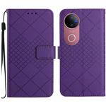 For vivo V50 5G Global Rhombic Grid Texture Leather Phone Case(Purple)