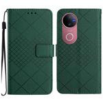 For vivo V50 5G Global Rhombic Grid Texture Leather Phone Case(Green)