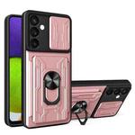 For Samsung Galaxy S23 FE Sliding Camshield TPU+PC Phone Case with Card Slot(Rose Gold)