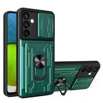 For Samsung Galaxy S23 FE Sliding Camshield TPU+PC Phone Case with Card Slot(Dark Green)