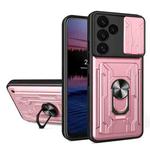 For Samsung Galaxy S24 FE Sliding Camshield TPU+PC Phone Case with Card Slot(Rose Gold)