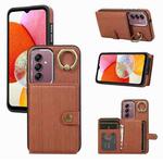 Samsung Galaxy A14 4G / 5G Brushed Texture Wallet Ring Holder Phone Case(Brown)